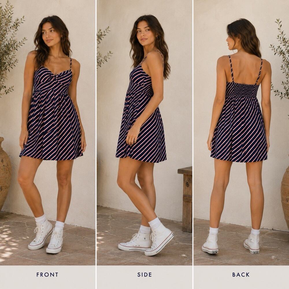 American Eagle Outfitters Blue Red White Striped Dress Size 10 Summer Wear